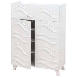 Kommode Sideboard Anrichte 3D-Wellen-Design Push-to-open 107x76x36cm weiss