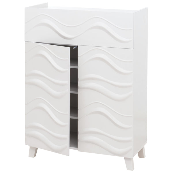 Kommode Sideboard Anrichte 3D-Wellen-Design Push-to-open 107x76x36cm weiss