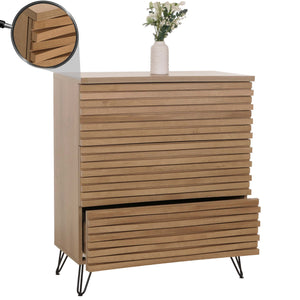 Kommode Sideboard Highboard 3D-Design 3 Schubladen 94x80x45cm natur