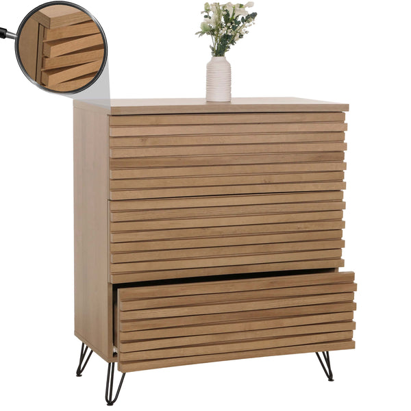Kommode Sideboard Highboard 3D-Design 3 Schubladen 94x80x45cm natur