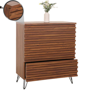 Kommode Sideboard Highboard 3D-Design 3 Schubladen 94x80x45cm Walnuss-Optik