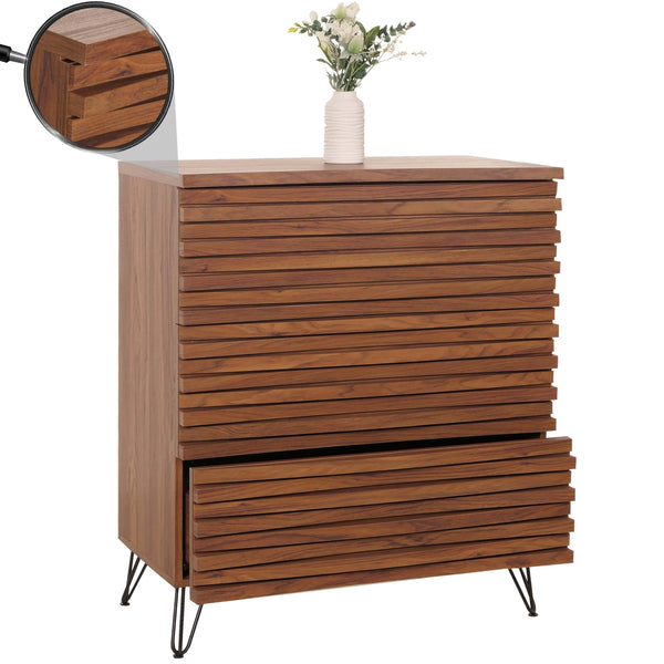 Kommode Sideboard Highboard 3D-Design 3 Schubladen 94x80x45cm Walnuss-Optik