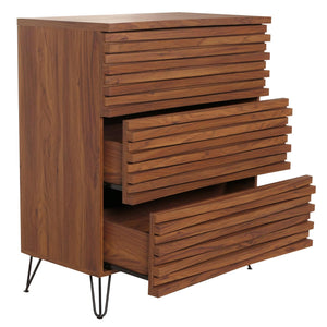 Kommode Sideboard Highboard 3D-Design 3 Schubladen 94x80x45cm Walnuss-Optik