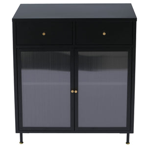 Kommode Sideboard Highboard Industrial Metall Schilfglas 96x80x40cm schwarz