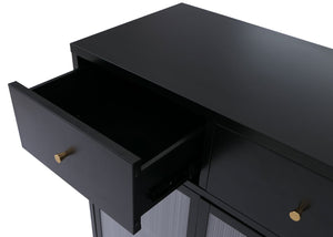 Kommode Sideboard Highboard Industrial Metall Schilfglas 96x80x40cm schwarz