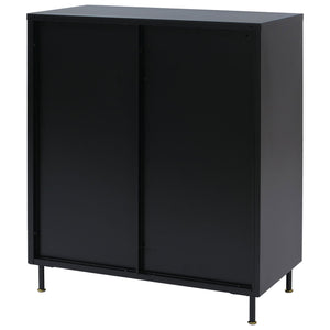 Kommode Sideboard Highboard Industrial Metall Schilfglas 96x80x40cm schwarz