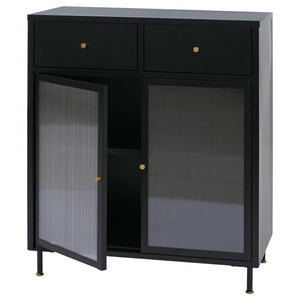 Kommode Sideboard Highboard Industrial Metall Schilfglas 96x80x40cm schwarz