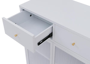 Kommode Sideboard Highboard Industrial Metall Schilfglas 96x80x40cm weiss
