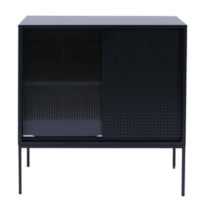 Kommode Sideboard Highboard Industrial Schiebetüren Metall 85x80x45cm schwarz