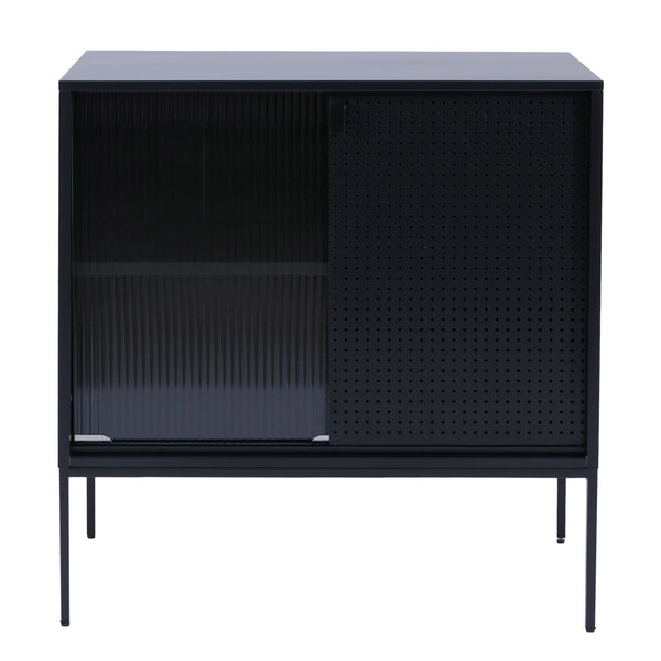 Kommode Sideboard Highboard Industrial Schiebetüren Metall 85x80x45cm schwarz