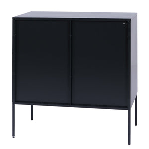 Kommode Sideboard Highboard Industrial Schiebetüren Metall 85x80x45cm schwarz