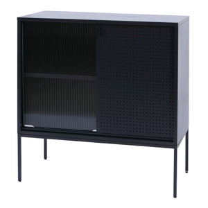 Kommode Sideboard Highboard Industrial Schiebetüren Metall 85x80x45cm schwarz