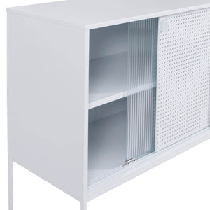 Kommode Sideboard Highboard Industrial Schiebetüren Metall 85x80x45cm weiss