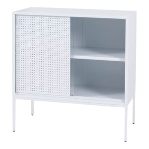 Kommode Sideboard Highboard Industrial Schiebetüren Metall 85x80x45cm weiss