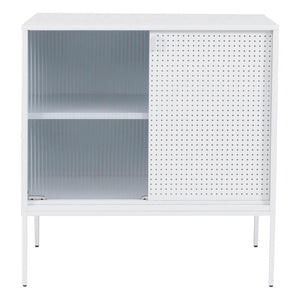 Kommode Sideboard Highboard Industrial Schiebetüren Metall 85x80x45cm weiss