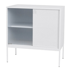 Kommode Sideboard Highboard Industrial Schiebetüren Metall 85x80x45cm weiss