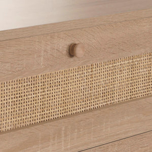 Kommode Sideboard Highboard Kubu Rattan 101x71x42cm Eiche-Optik