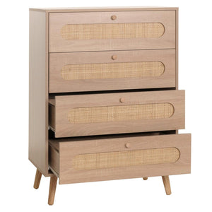 Kommode Sideboard Highboard Kubu Rattan 101x71x42cm Eiche-Optik