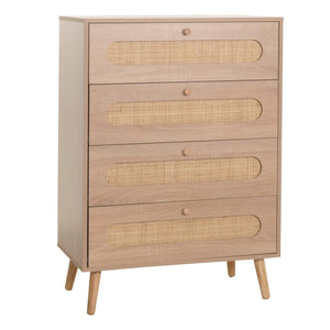 Kommode Sideboard Highboard Kubu Rattan 101x71x42cm Eiche-Optik