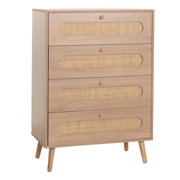 Kommode Sideboard Highboard Kubu Rattan 101x71x42cm Eiche-Optik