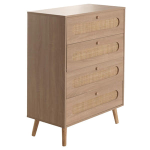 Kommode Sideboard Highboard Kubu Rattan 101x71x42cm Eiche-Optik