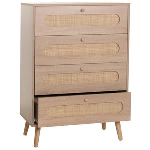 Kommode Sideboard Highboard Kubu Rattan 101x71x42cm Eiche-Optik
