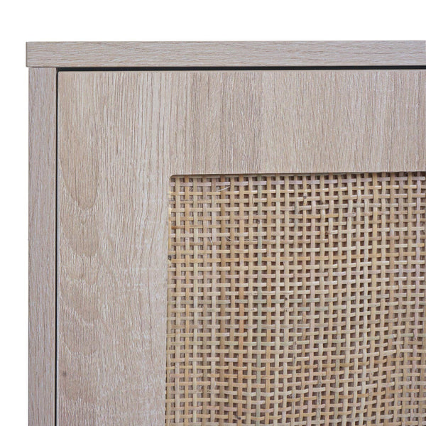 Kommode Sideboard Highboard Kubu Rattan Eiche-Optik