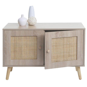 Kommode Sideboard Highboard Kubu Rattan Eiche-Optik