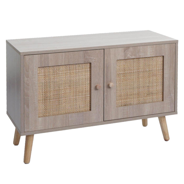 Kommode Sideboard Highboard Kubu Rattan Eiche-Optik