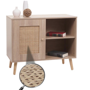 Kommode Sideboard Highboard Kubu Rattan 67x80x38cm Eiche-Optik