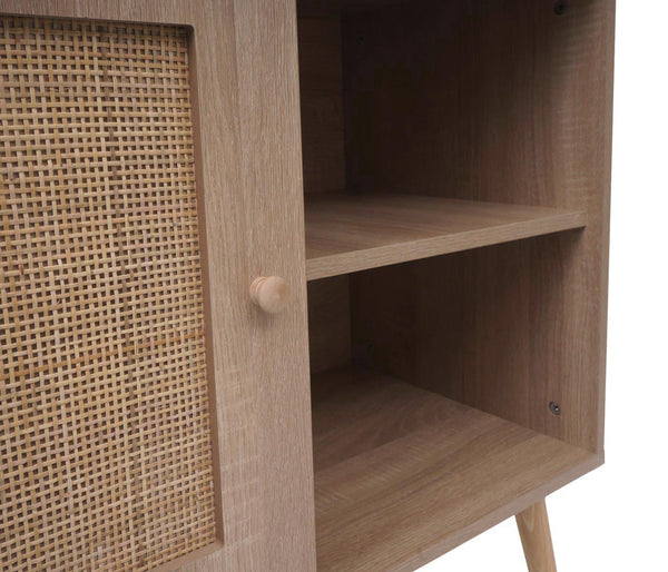 Kommode Sideboard Highboard Kubu Rattan 67x80x38cm Eiche-Optik