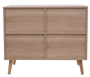 Kommode Sideboard Highboard Kubu Rattan 67x80x38cm Eiche-Optik