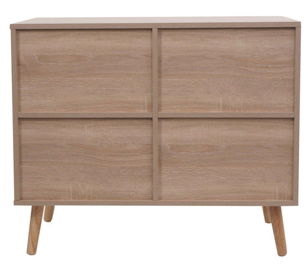 Kommode Sideboard Highboard Kubu Rattan 67x80x38cm Eiche-Optik