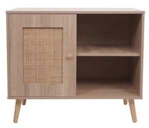 Kommode Sideboard Highboard Kubu Rattan 67x80x38cm Eiche-Optik