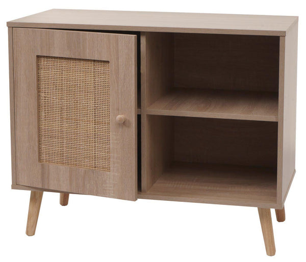 Kommode Sideboard Highboard Kubu Rattan 67x80x38cm Eiche-Optik