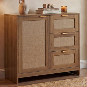 Kommode Sideboard Highboard Schubladen Staufach Leinenfront braun
