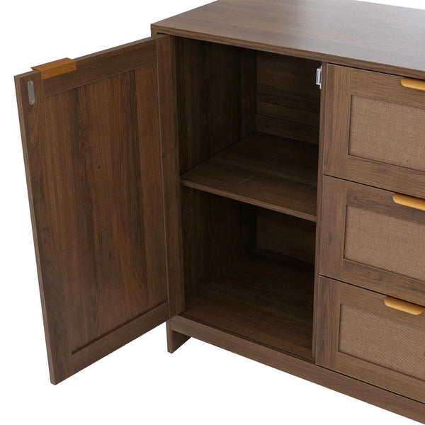 Kommode Sideboard Highboard Schubladen Staufach Leinenfront braun