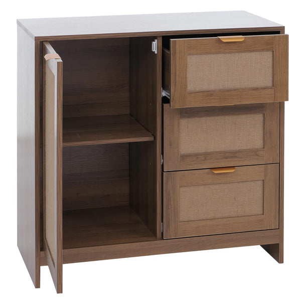 Kommode Sideboard Highboard Schubladen Staufach Leinenfront braun