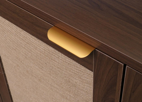 Kommode Sideboard Highboard Schubladen Staufach Leinenfront Walnuss-Optik