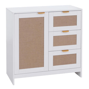Kommode Sideboard Highboard Schubladen Staufach Leinenfront weiss