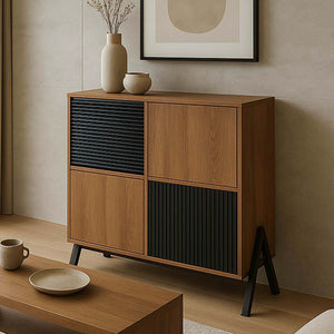 Kommode Sideboard Highboard Türen Staufächer 94x79x40cm natur