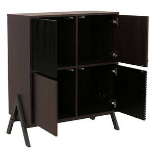 Kommode Sideboard Highboard Türen Staufächer 94x79x40cm Walnuss-Optik