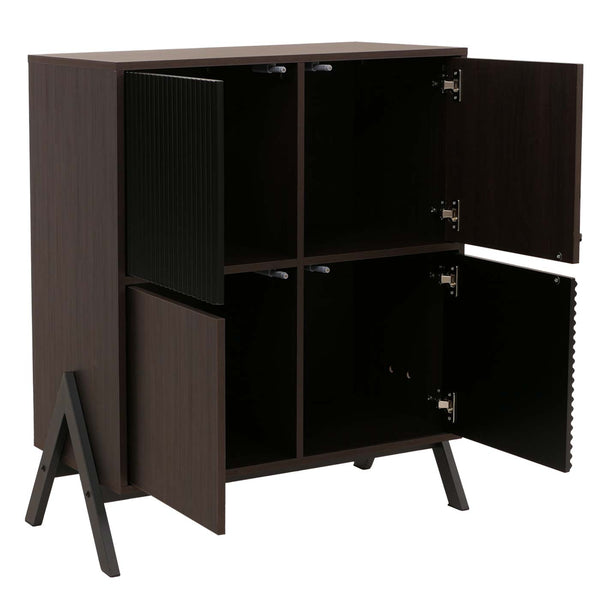 Kommode Sideboard Highboard Türen Staufächer 94x79x40cm Walnuss-Optik