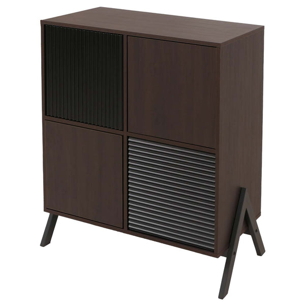 Kommode Sideboard Highboard Türen Staufächer 94x79x40cm Walnuss-Optik