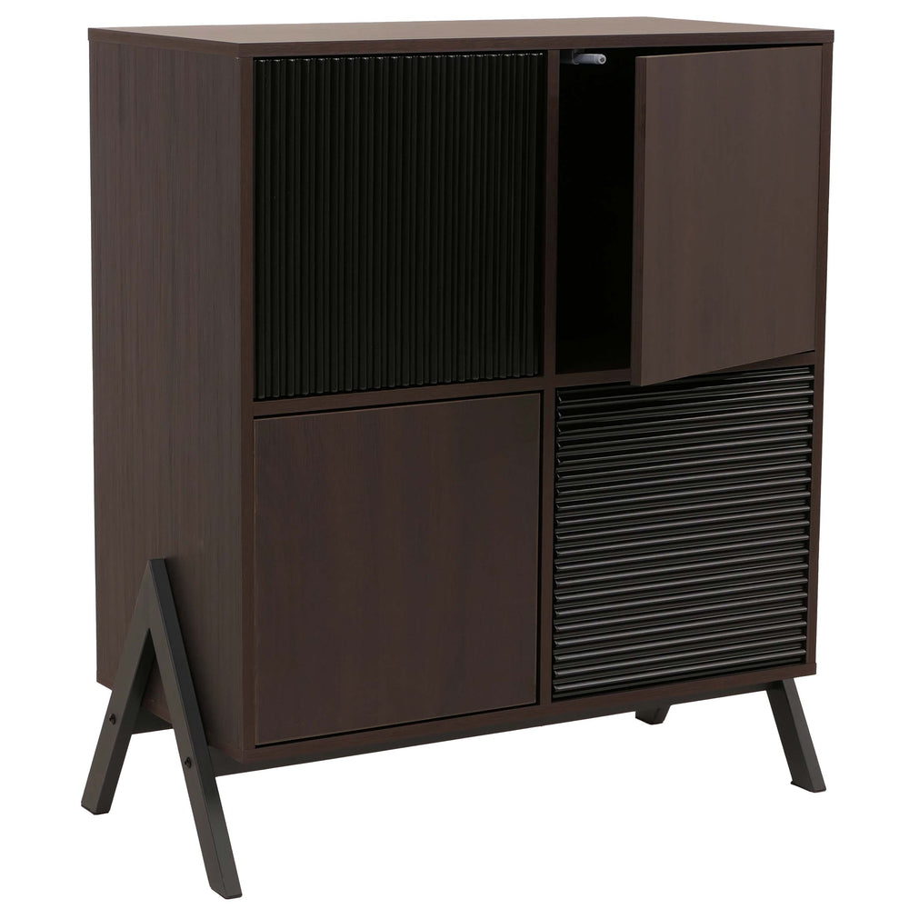 Kommode Sideboard Highboard Türen Staufächer 94x79x40cm Walnuss-Optik