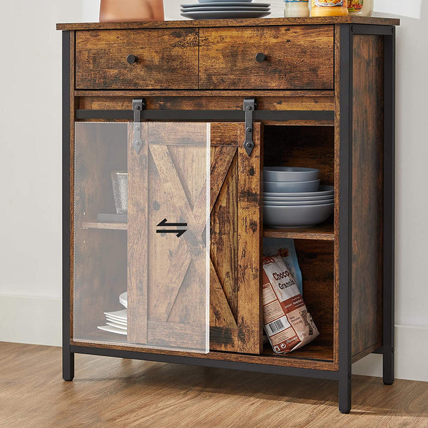 Kommode Sideboard Anrichte Industrie Rustikal Holz Braun Schwarz