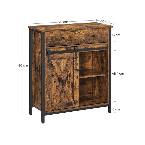 Kommode Sideboard Anrichte Industrie Rustikal Holz Braun Schwarz