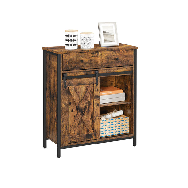 Kommode Sideboard Anrichte Industrie Rustikal Holz Braun Schwarz
