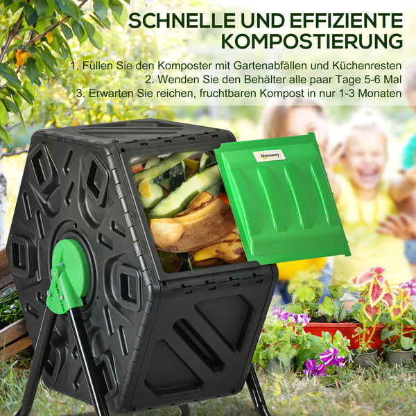 Komposter drehbar 65L aus Stahl und Kunststoff