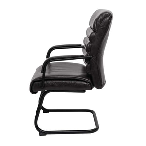 Konferenzstuhl Esszimmerstuhl Freischwinger Vintage Wildleder-Optik Metall schwarz